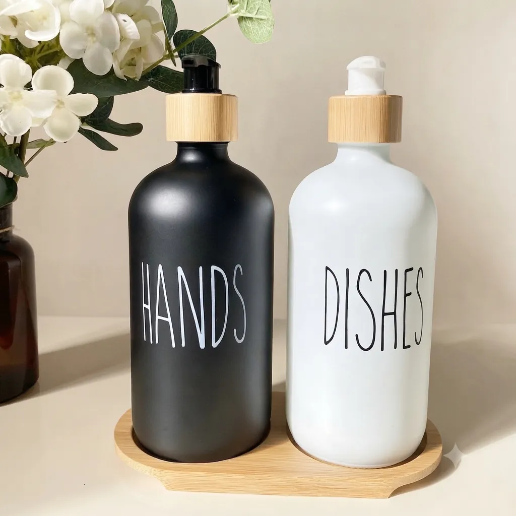 SHEIN 2-in-1 Glass Soap Dispenser Set