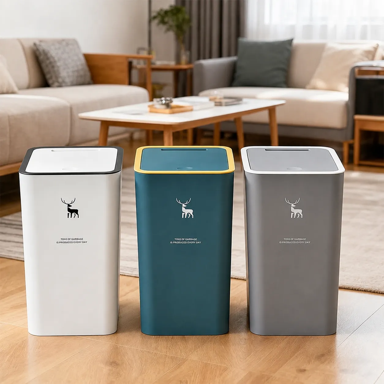 Trash bin with a push lid and modern design – PP