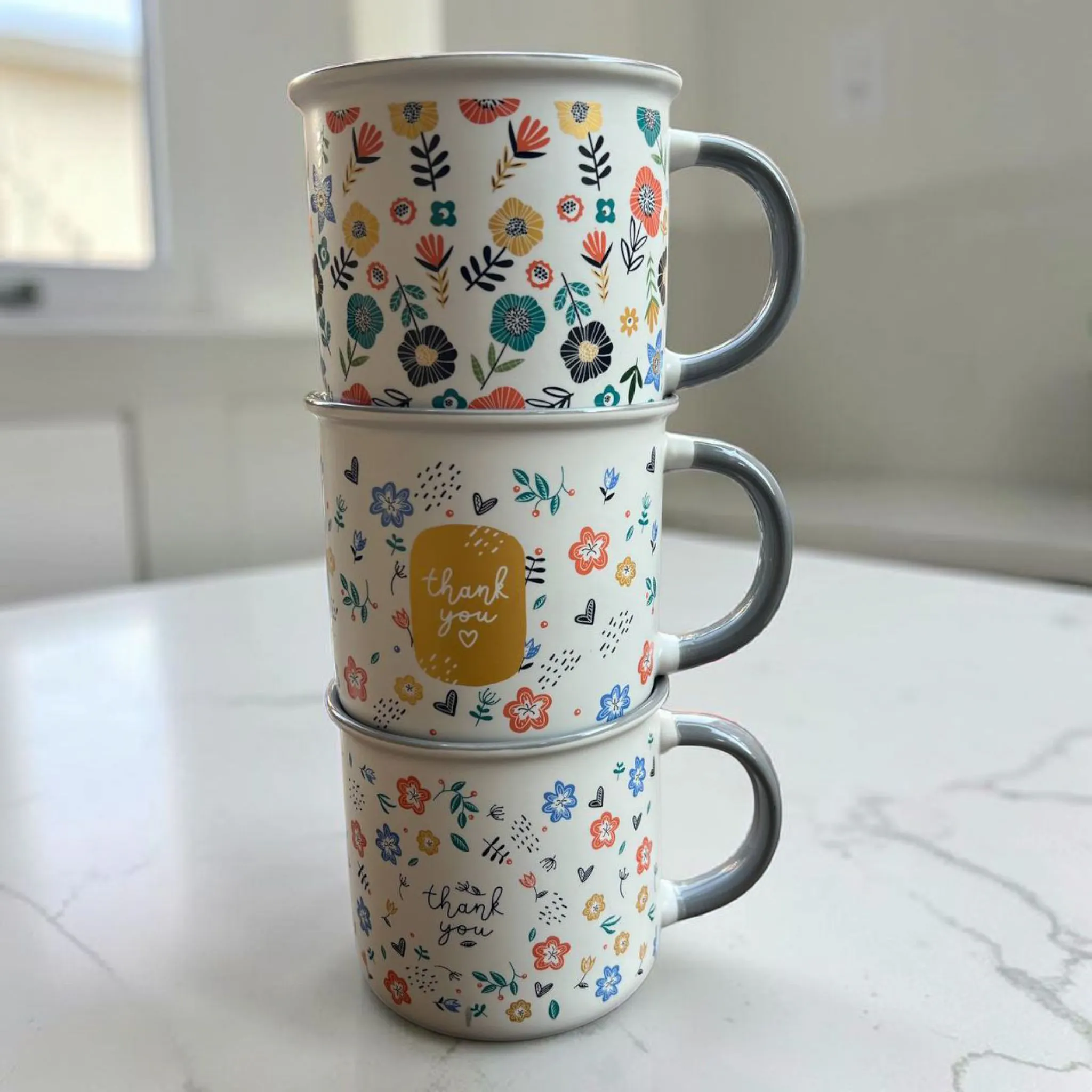 Porcelain IKEA-Style Flower Mug – 400ml